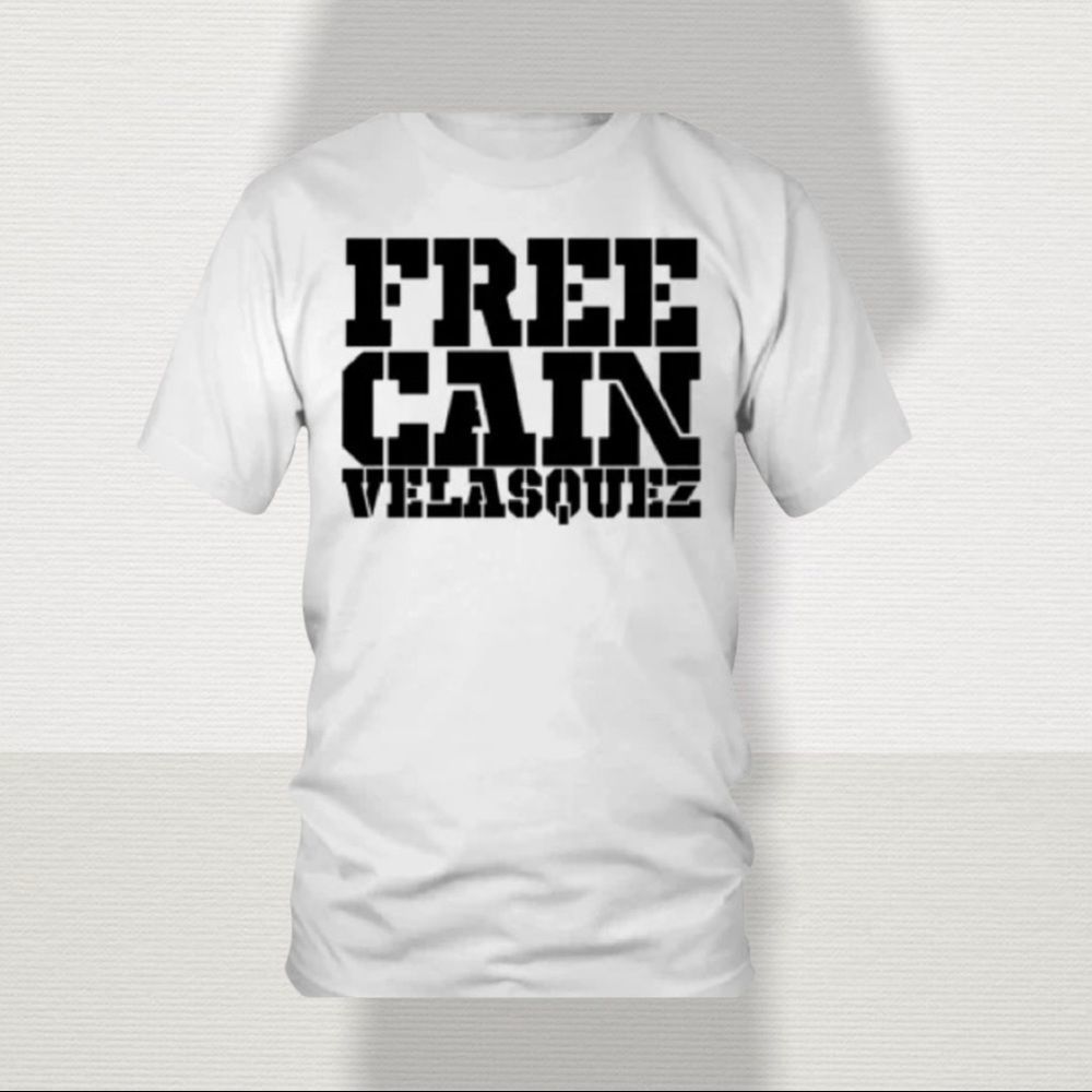 Unisex Free Cain Velasquez White and Black Crew Neck T-Shirts